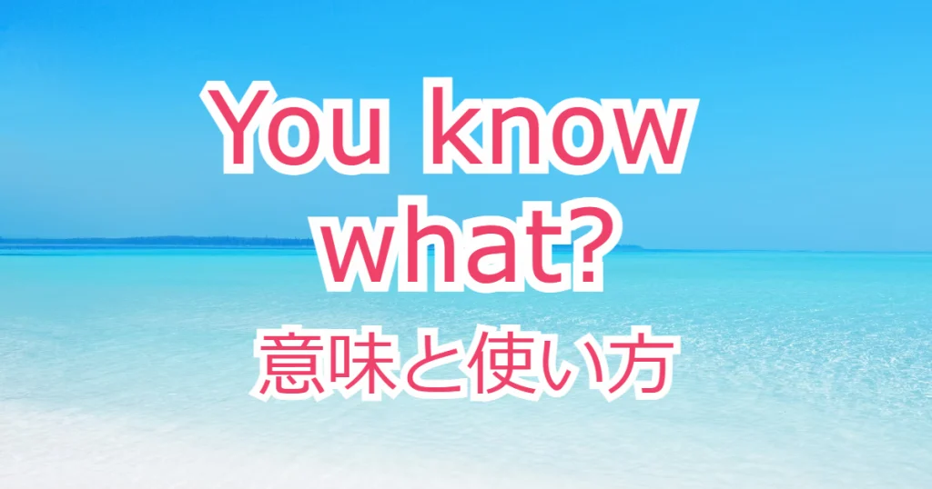 You Know What の意味と使い方は 発音付き例文で解説 ペタエリ英語
